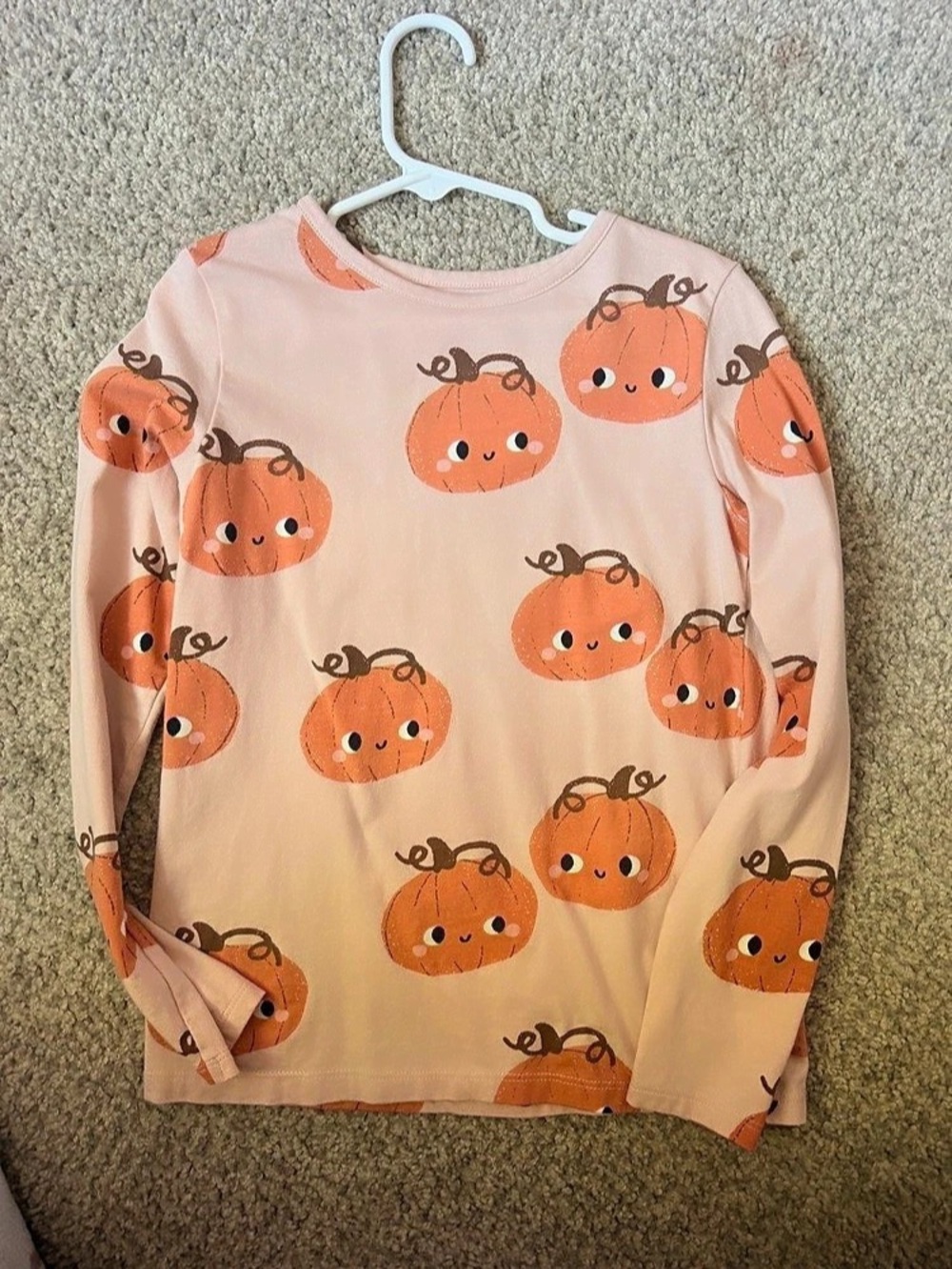 H&M Kids Pumpkin Print Long-Sleeve Top Tee Girls 6-8 never used only washed